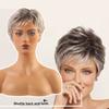 Moda europea y americana para mujer, peluca natural de cabello corto color mezclado gris marrón, flequillo esponjoso, cobertura completa de cabeza, peluca de Amazon de gran venta
