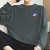 Camiseta de algodón grueso de 260 g para hombre, manga larga, cuello redondo, interior con estampado moderno