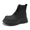 Botas Martin retro de estilo británico con suela gruesa para hombre, nuevas botas tobilleras de motocicleta de suela gruesa con cordones, botas de trabajo