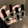 Pinza negra para el pelo, pasador, pinza, estilo pequeño Chanel, pinza BB de terciopelo, elegante, para la nuca, pinza para el pelo, pedrería, elegante, versátil