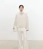 Suéter de lã 100% pesado com gola alta feminino solto plus size estilo preguiçoso pulôver tricô oversized base suéter transfronteiriço