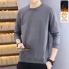 Moletom masculino outono e inverno, versátil, folgado, casual, moderno, gola redonda, com forro de fleece, peça básica estilosa