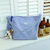 Bolsa de Lona Bordada de Gran Capacidad para Mujer Verano 2026, Bolso de Hombro de Rayas y Letras para Viajes, Bolso de Mano Doble Cara