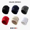 Gorro de Punto Jacquard con Letra Simple y Canalé para Hombre, Engrosado, a Prueba de Frío, Cortavientos, para Circunferencia de Cabeza Grande, sin Visera, Gorro de Exterior, Estilo Otoño/Invierno