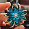 Broche Flor de Gelo Sol de Cristal Strass Inlaid Light Luxury Brooch Venda Quente Transfronteiriça Broche de Flor de Lapela Tamanho Grande Comércio Exterior