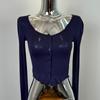 Producto Nuevo de Dongdaemun, Corea del Sur, Amigable con la Piel ~ Sexy Camiseta Cárdigan Fina con Cuello en U que Muestra la Figura Bi