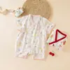 Mameluco Romper de Algodón Puro Clase A para Bebés Niños y Niñas de 0 a 9 Meses, Estilo Delgado de Manga Corta para Primavera y Verano