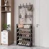 Zapatero y Perchero Multifuncional, Perchero para Ropa, Perchero de Pie, Zapatero Ensamblable de Múltiples Niveles, Estilo Simple y Moderno para Dormitorio