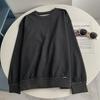Sudadera de Estilo Coreano Simple de Felpa con Borde Crudo Cuello Redondo Algodón Puro Alta Calidad Artículos Europeos Otoño 2025 Nuevo Top Versátil Tendencia