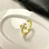 Anillo Abierto de Plata de Ley S925 con Circonita de Iris para Mujer, Nicho de Lujo Ligero, Anillo para Dedo Ajustable de Gama Alta, En Stock, Venta al por Mayor