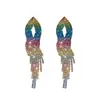 Pendientes de Borla de Diamante con Gradiente de Color Aguja de Plata Lujo Accesible Pendientes de Gama Alta Exquisito Diseño Exagerado de Pendientes Nicho