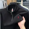 Sudadera pesada para hombre de algodón de Xinjiang, nueva moda otoño e invierno 2026, marca casual de tendencia, logo de caballo bordado, sudadera para hombre con cuello alto