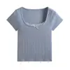 Camiseta de Manga Corta Ajustada Única, Elegante y Hermosa con Empalme de Encaje para Mujer 2025 Verano Nuevo Estilo Súper Bonita Top de Chica Caliente