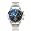 Reloj de pulsera para hombre con correa de acero de tres ojos, cristal con luz azul de colores directo de fábrica, reloj de cuarzo para hombre, regalo, reloj para hombre al por mayor