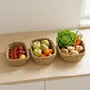 Cesta de Paja Hecha a Mano Cesta de Almacenamiento Organizador de Escritorio de Cocina Cesta de Almacenamiento para Snacks y Artículos Varios del Hogar Cesta para Frutas