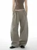 Pantalones de traje rectos grises para mujer 2026, diseño adelgazante, pantalones anchos casuales holgados, en stock
