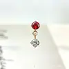 Pendientes Colgantes Pequeños Redondos de Circonita de Aleación de Titanio F-136 Pendientes de Labio de Titanio G23 con Rosca Interna Joyería para Piercing