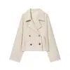 Popular Zr Roupa Feminina Transfronteiriça Aliexpress Exportação Roupa Feminina Atacado Outono Simples Jaqueta Curta de Lã de Abotoamento Duplo