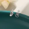 Pendientes Asimétricos de Nota Musical para Violín, Artísticos, Pequeños, Frescos, Elegantes, Pendientes Pequeños de Guitarra Huecos Incrustados con Diamantes