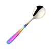 Aço Inoxidável 304 Cabo Plano Colher Redonda Criativa Doméstica Espessada Pequena Colher de Arroz Talheres Infantis Colher Fabricante Atacado