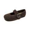 Weimei Girl 6696-18 Sapatos Simples Quentes com Forro de Lã para Mulheres, Sapatos de Camurça Lã Pelo, Sapatos Mary Jane de Uma Tira