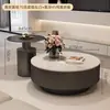 Mesa de centro de luxo leve estilo italiano em pedra sinterizada para espaços pequenos, mesa de chá redonda moderna e simples de alta qualidade para sala de estar e casa