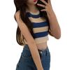 Camisola de Punto Rayada para Mujer 2026 Verano Ropa Exterior o Interior Dulce Picante Corta sin Mangas Top Estudiante