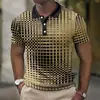 Comercio Exterior Europeo y Americano Verano Nuevo para Hombre Camisa Polo de Manga Corta Estampado Digital 3D Casual al Aire Libre Camisa Polo con Botones