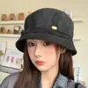 Chapéu bucket de camurça estilo coreano de nicho para mulheres, versátil e estiloso, faz o rosto parecer menor, gorro retrô, chapéu de pescador