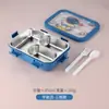 Lonchera de Dibujos Animados con Compartimentos que No Mezclan Sabores, Caja Bento Linda e Infantil para Estudiantes y Trabajadores de Oficina, Lonchera Cuadrada con Utensilios