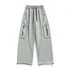 Ropa de Trabajo Jianheng Pierna Curva Pierna Recta Holgado Americano Tallas Grandes Engordado Extra Grande Exterior Desestructurado Patchwork Pantalones Casuales de Pierna Curva