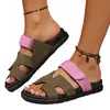 26 Nuevas Sandalias de Suela Gruesa de Verano para Mujer, Transfronterizas, Talla Grande, de Una Tira con Velcro, Bloques de Color, Calzado Casual para Exteriores, Versátil