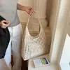 Bolsa Tecida Vazada de Grande Capacidade Estilo Descontraído para Mulheres 2026 Nova Moda Bolsa de Ombro para o Dia a Dia Bolsa Tote Saco