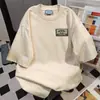 Camiseta Simples Estilo Americano com Estampa de Letras, Gola Redonda, Manga Curta, para Mulheres, Verão 2026, Versátil, Estilo de Rua Solto, Top para Casal, Ins
