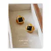 Color Maillard Francés Retro Color Caramelo Pendientes Vintage Otoño e Invierno Geométricos Chapados en Cobre Oro Real Mate Pendientes para Mujer