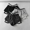 Shorts Calientes de Estilo Americano para Chica Frita de Calle de Cintura Baja para Mujer Verano 2025 Diseño Entrelazado Etiqueta Pierna Ancha Casual Pantalones Cortos Calientes de Tres Puntos a la Moda