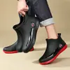 Botas de Lluvia Antideslizantes Nuevas Cortas hasta el Tobillo Botas de Goma para Hombre Zapatos de Pesca con Felpa Cubrezapatos Impermeables para Adulto Cocina Trabajo Estudiante
