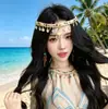 Nuevo Estilo Estilo Resort de Playa Étnico Hecho a Mano Retro Bohemio Disco de Concha Borla Colgante Accesorio para el Cabello de la Frente para Mujeres