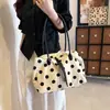 Bolso tote de lona casual de gran capacidad transfronterizo para mujer, nuevo modelo 2026, bolso de hombro para ir al trabajo, bolso de mano de lunares con bloques de color