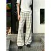 Calça xadrez casual estilo retrô americana transfronteiriça para homens, calça esportiva de perna reta larga, folgada e relaxada para o verão