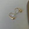 Pendientes de Perla en Forma de Gota de Agua Dos en Uno para Mujer, Estilo Coreano, Adecuados para el Trabajo Diario, Pendientes de Botón Elegantes y Simples con Diseño Único