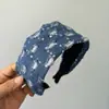 Faixa de Cabeça de Jeans Vintage Desgastado para Mulheres, Versátil, Aumenta a Altura, Aba Larga, Acessório de Cabelo de Luxo para Sair