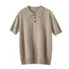 Suéter de Cachemira para Hombre con Cuello Polo, Nuevo para Primavera y Otoño 2026, Suéter Pulóver de Capa Base Casual de Negocios para Hombre de Mediana Edad con Mangas Cortas