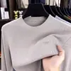 Suéter de punto grueso, peso pesado, cuello redondo, anti-pilling, calibre 16, para hombre, Otoño Invierno, nuevo, informal, suéter de punto, color sólido, capa interior