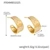 Nuevos Pendientes de Flor de Punto Zirconia en Forma de C con Diamantes Completos Estilo Mid-Century de Xinyixinxin Acero Inoxidable Chapado en Oro de 18K Joyería Transfronteriza
