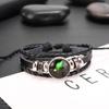 Joyería europea y americana doce constelaciones pulsera de pareja cruz de cristal transfronteriza multicapa con cuentas luminosa punk cuero Cielo Estrellado regalo