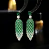 Pendientes de Hoja de Diamante Gota de Agua Estilo Mismo de Ni Ni, Circonita, Gama Alta, Modernos, Lujosos, Súper Brillantes, Elegantes, Versátiles