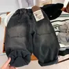Pantalón vaquero de una pieza de forro polar para niño para otoño e invierno 2026, nuevos pantalones holgados de estilo coreano para niños, pantalones largos suaves para bebés y niños pequeños