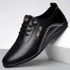 Zapatos Casuales de Cuero 2025 de Caña Baja para Hombre Comercio Exterior Transfronterizo Zapatos de Frijol con Suela Blanda Zapatos de Conducir para Papá Zapatos de Cuero para Hombre