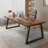 Escritorio de computadora simple, escritorio de oficina minimalista moderno, mesa de negociación, banco de trabajo, mesa larga de madera maciza, mesa de conferencias larga